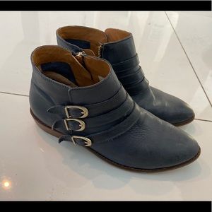 Latigo Passion Leather Booties Navy Strappy